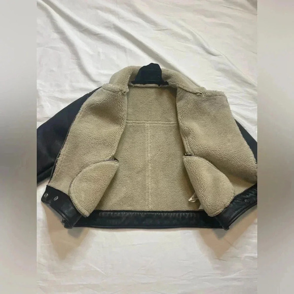 Zara Girls Combo Double Faced Biker Moto Jacket Black Cream - Picture 7 of 10